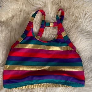 EUC Spiritual Gangsta Striped Criss Cross Sports Bra